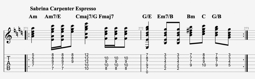 espresso guitar tab main riff sabrina carpenter