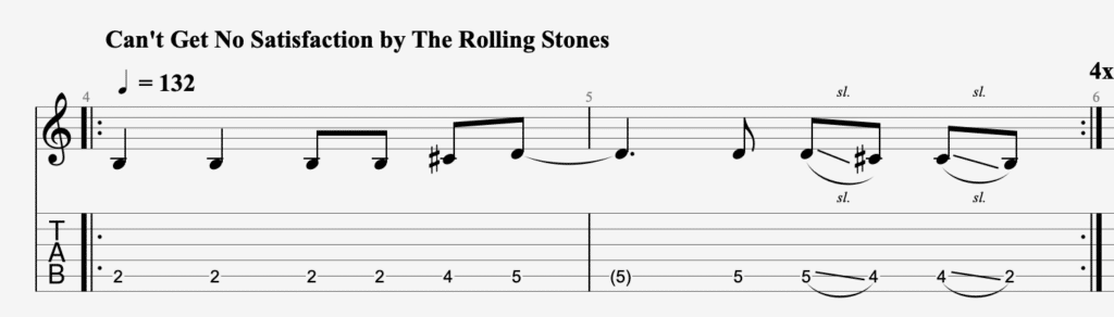 rolling stone guitar tab to learn for beginners