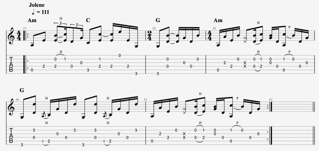 dolly parton jolene guitar tab