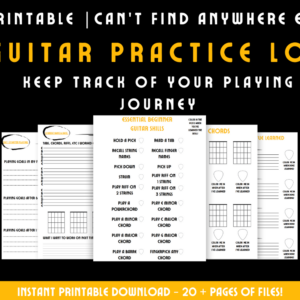 Guitar Practice Log Printable Documents - For Beginners & Intermediate Level Players
