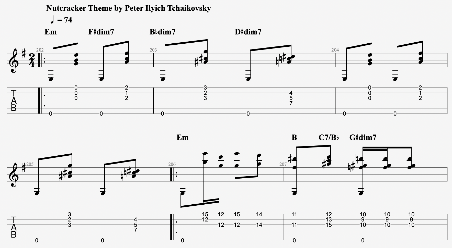dance of the sugar plum fairy guitar tab