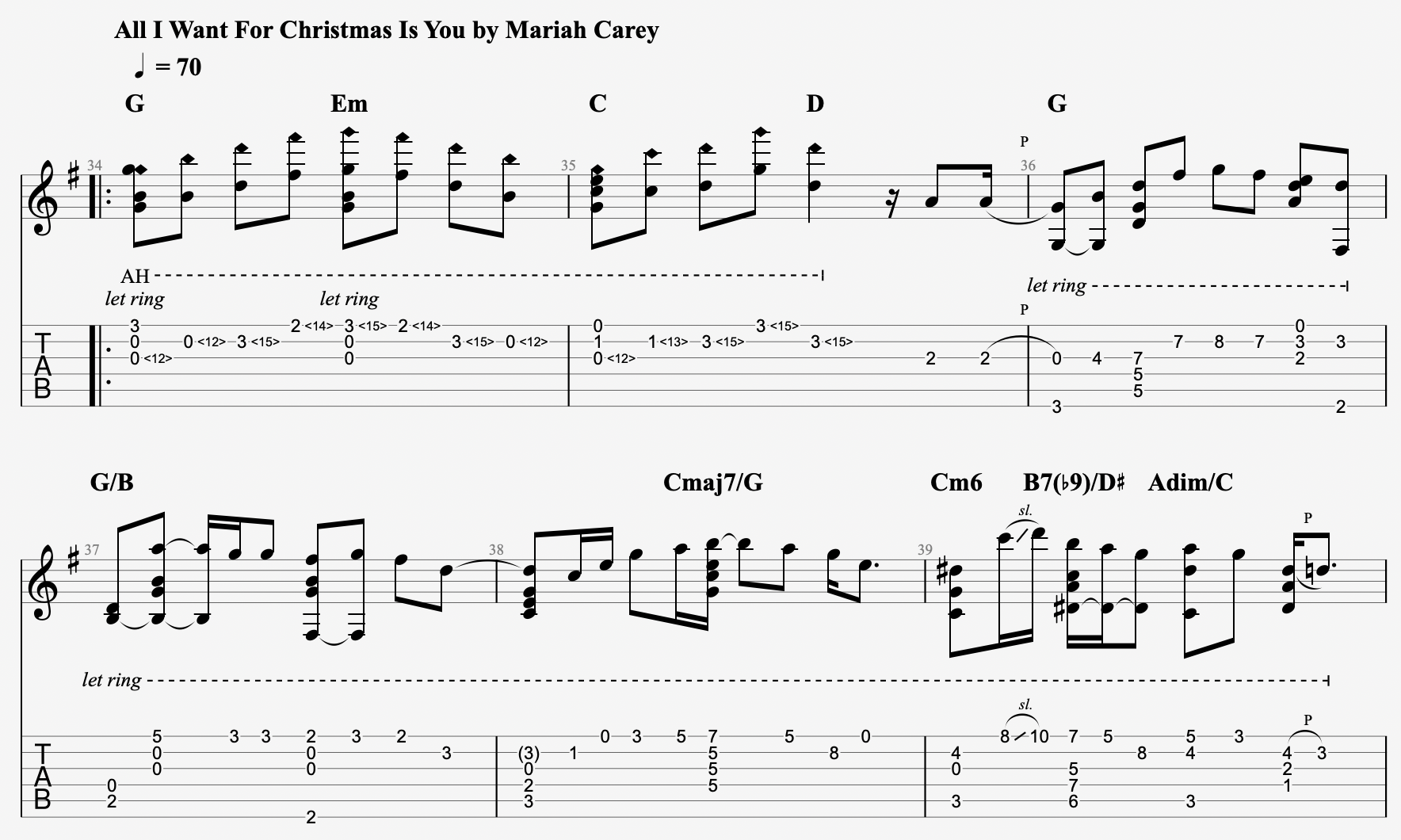 all i want for christmas is you guitar tab